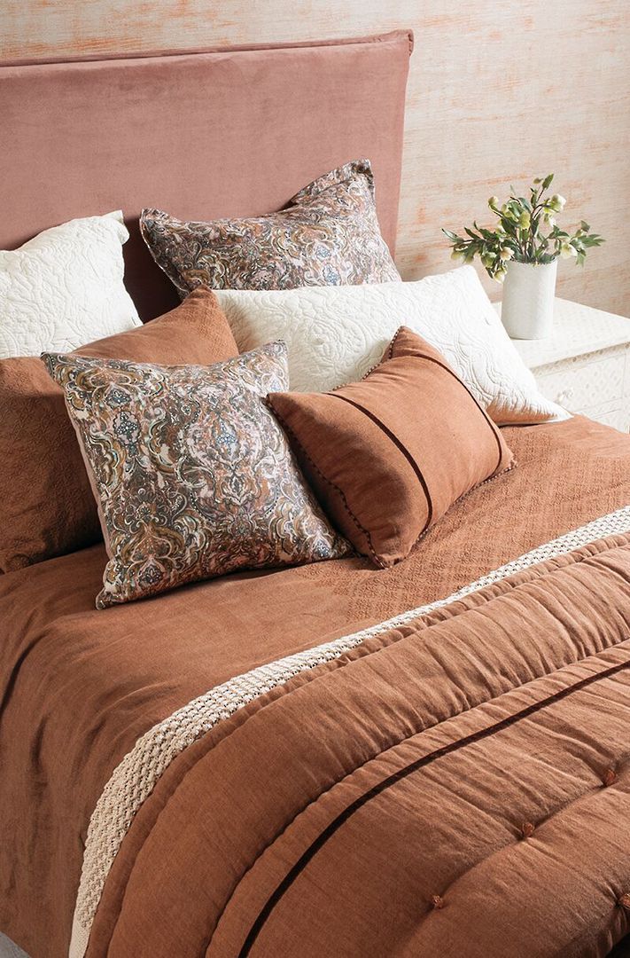 Bianca Lorenne - Sashiko Bedspread Pillowcase and Eurocase Sold Separately -  Cinnamon image 0